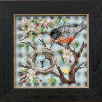 Spring Robin by Mill Hill 2005 Spring Series Buttons and Beads collection Beaded cross stitch kit