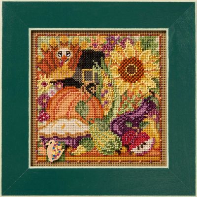 Fall Collage by Mill Hill 2026 Autumn Series Buttons and Beads Kit Beaded cross stitch kit