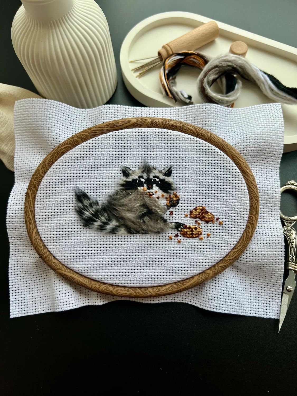 Cookie the Raccoon by World of Cross Stitch (Mir Vyshivki), designer Elena Kalaeva Counted cross stitch kit