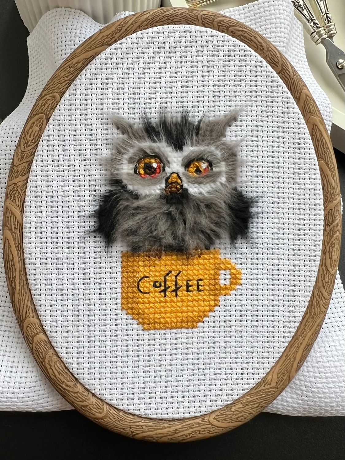 Sleepy Owl by World of Cross Stitch (Mir Vyshivki), designer Elena Kalaeva Counted cross stitch kit
