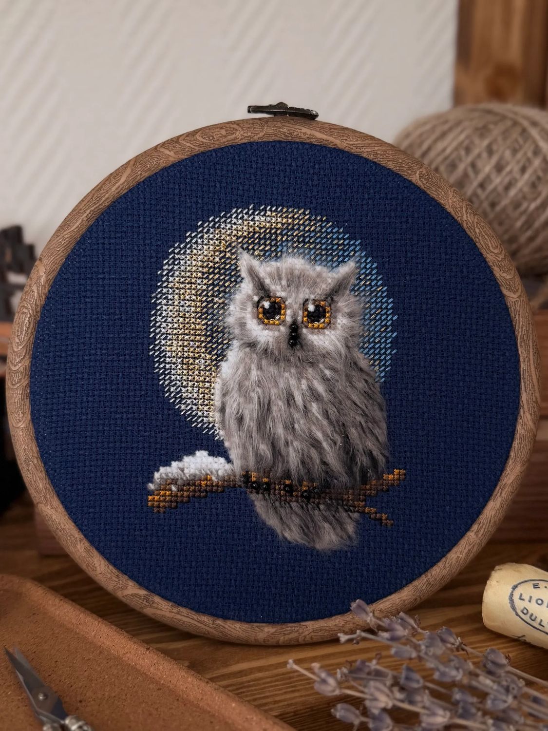 Moon Owl by World of Cross Stitch (Mir Vyshivki), designer Olga Tikhomirova Counted cross stitch kit