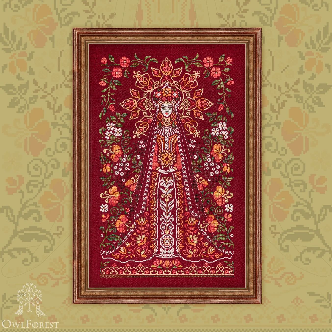 Summer in Bloom by Owl Forest Embroidery 2026 Printed cross stitch pattern Set of OwlForest Hand-Dyed Threads DMC 28, 32ct. with 2 strands