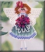 Angeline by Mill Hill 2002 Spring Bouquet Pin Seasonal Ornament Series Counted Glass Bead cross stitch kit with Treasure