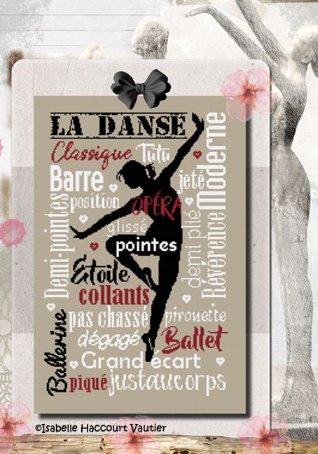 La Danse (Dance) by Isabelle Haccourt Vautier Collection Brode du Noir Printed cross stitch pattern