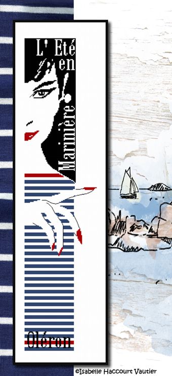 En Marinière (In a Sailor Shirt) by Isabelle Haccourt Vautier Collection Brode du Noir Printed cross stitch pattern