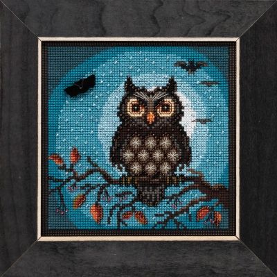 Midnight Owl by Mill Hill 2019 Autumn Series Buttons and Bead Collection Beaded cross stitch embroidery kit