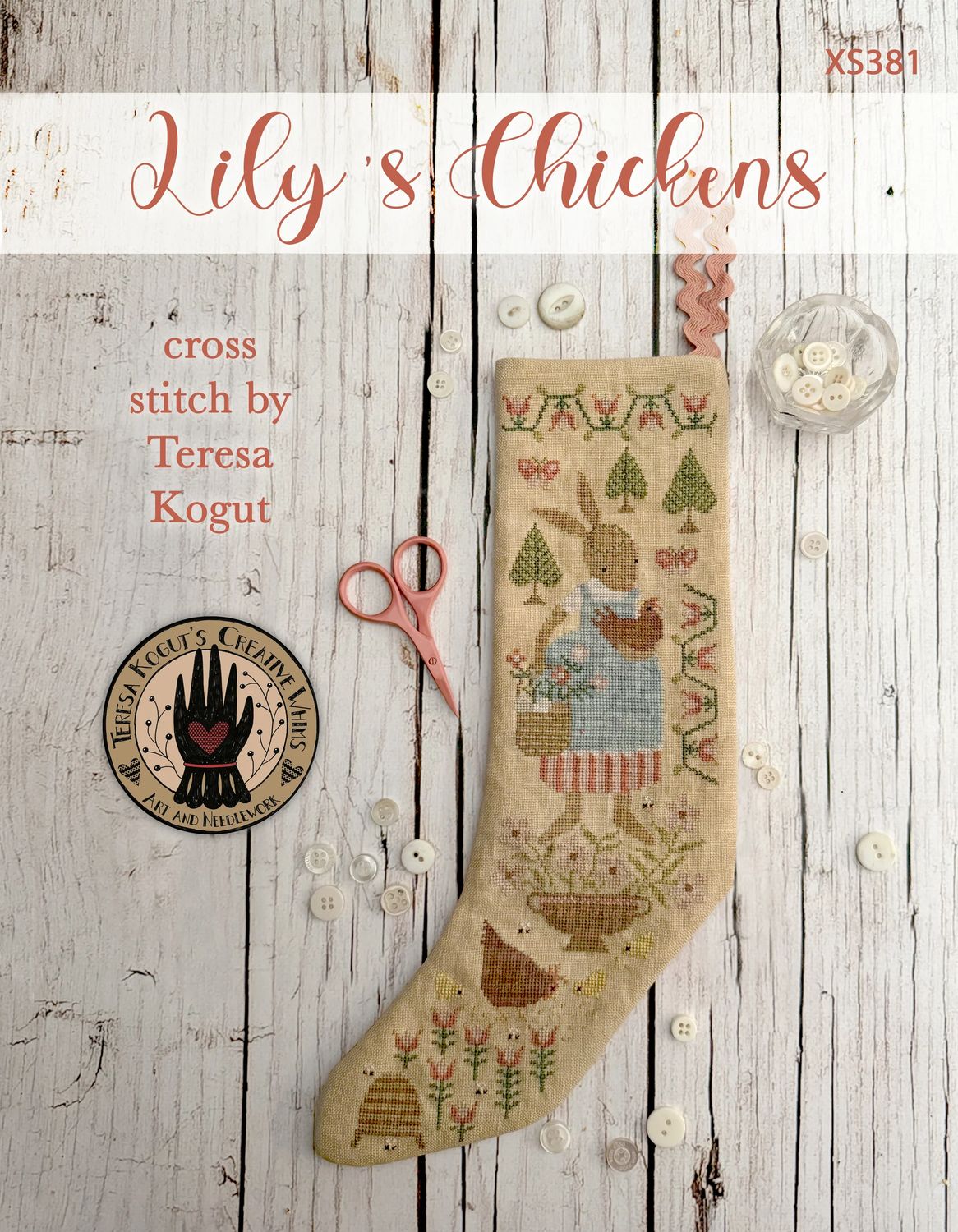 Lily's Chickens by Teresa Kogut's Creative Whims 2025 Nashville Market 2026 release Counted cross stitch pattern