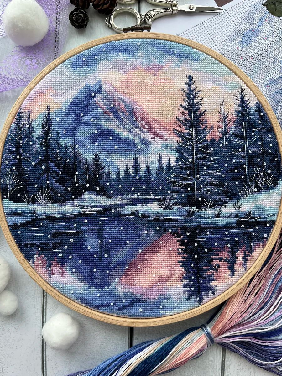 Cycle of Seasons: Winter by World of Cross Stitch (Mir Vyshivki) designer Natalia Naumenko Counted cross stitch kit