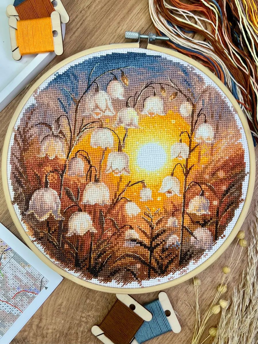 Delicate Bluebells by World of Cross Stitch (Mir Vyshivki) designer Elena Zhelnovach Counted cross stitch kit