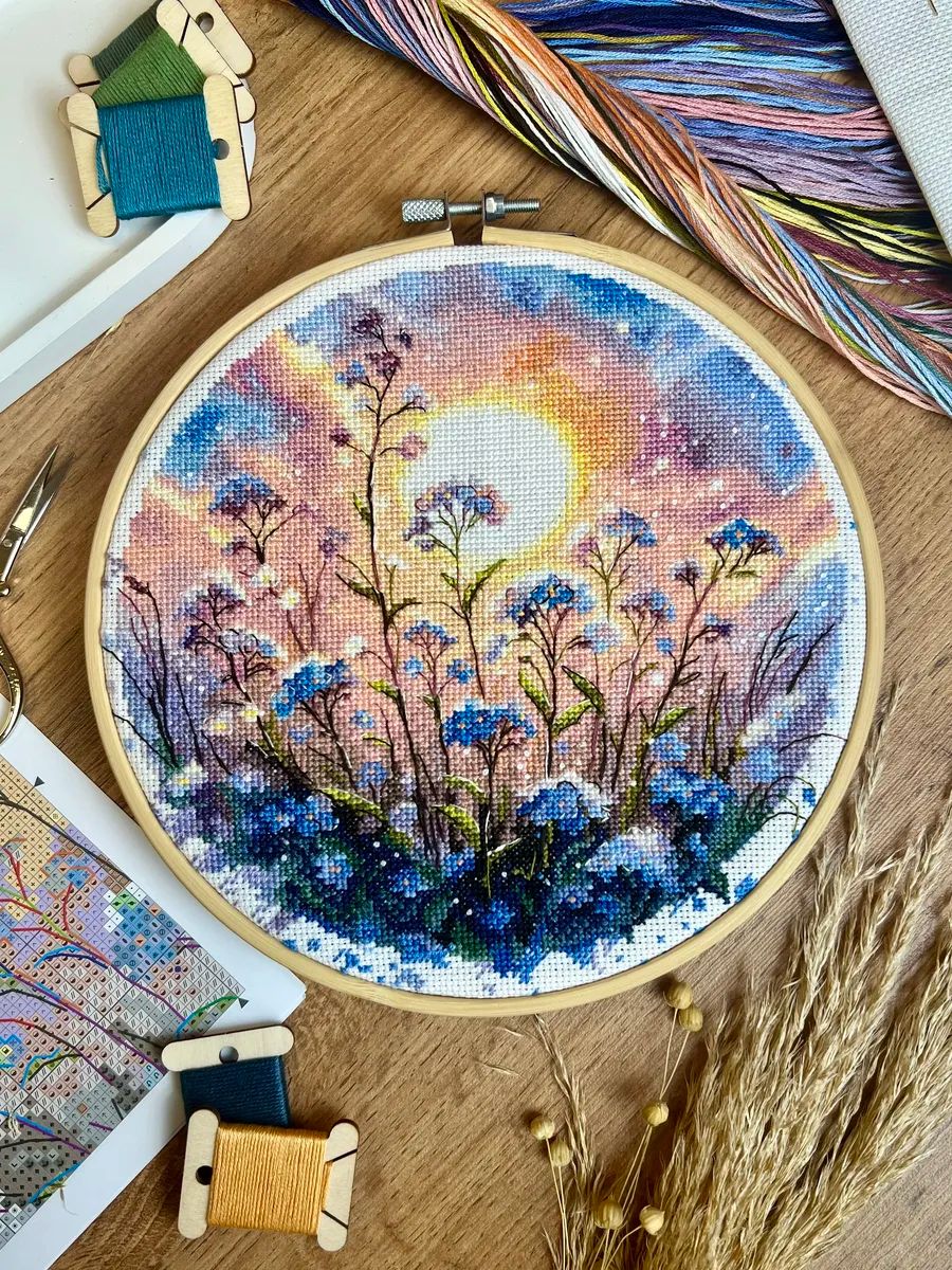 Forget-Me-Nots by World of Cross Stitch (Mir Vyshivki) designer Elena Butenko Counted cross stitch kit
