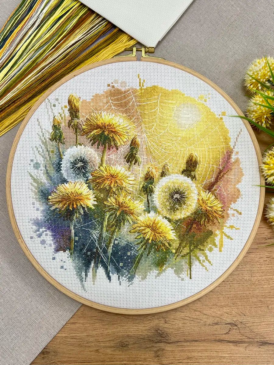 Dandelions by World of Cross Stitch (Mir Vyshivki) designer Irina Zagorodskaya Counted cross stitch kit