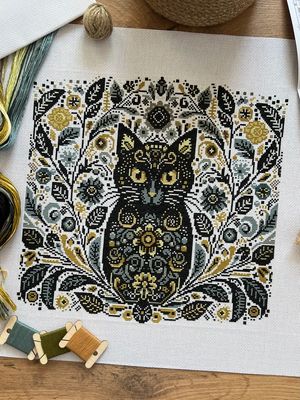 Cat in Flowers by World of Cross Stitch (Mir Vyshivki) Counted cross stitch kit