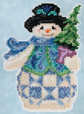 Evergreen Snowman by Mill Hill 2015 Jim Shore Collection Christmas Beading Cross Stitch Kit