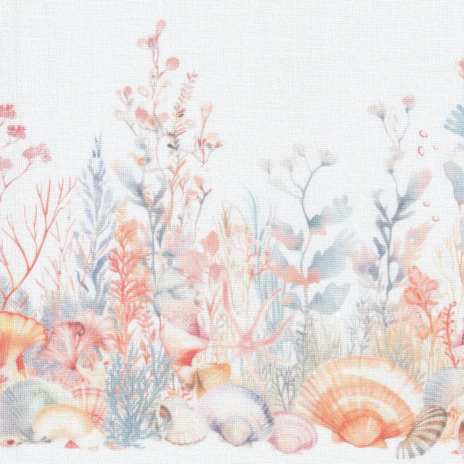 Coral Reef Print Lugana Murano 32ct. by Zweigart Premium fabric featuring print inspired by marine seabeds, 18" x 28" (half-yard)
