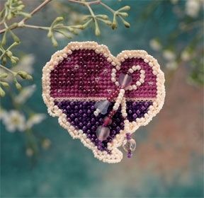 Treasured Heart by Mill Hill 2006 Seasonal Ornament Spring Bouquet Collection Counted Glass Bead kit with Treasures