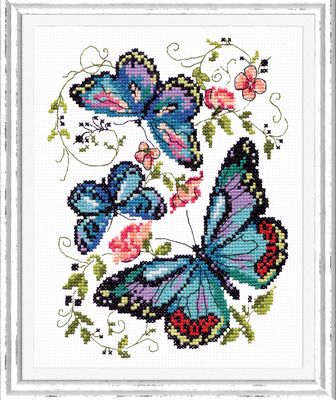 Blue butterflies by Magic Needle 2007 Counted cross stitch kit