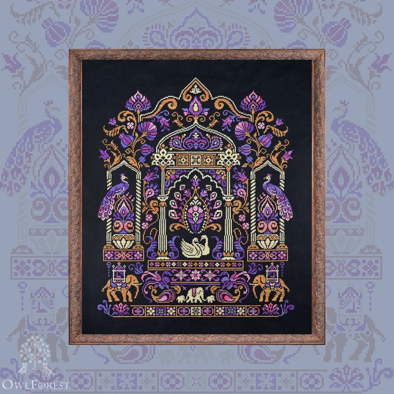 Eastern Tale by Owl Forest Embroidery 2026 Printed counted cross stitch pattern, Set of Hand-Dyed Threads (DMC) 32 ct. with 2 strands