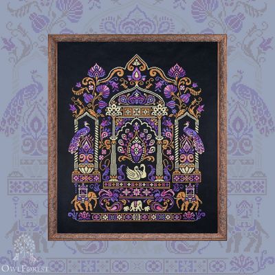 Eastern Tale by Owl Forest Embroidery 2026 Printed counted cross stitch pattern, Set of Hand-Dyed Threads (DMC) 32 ct. with 2 strands