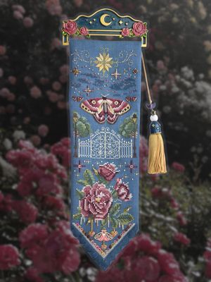 The Moth in the Rosarium by MilleFleur 2026 Cross Stitch Pattern with Embellishment and thread packs