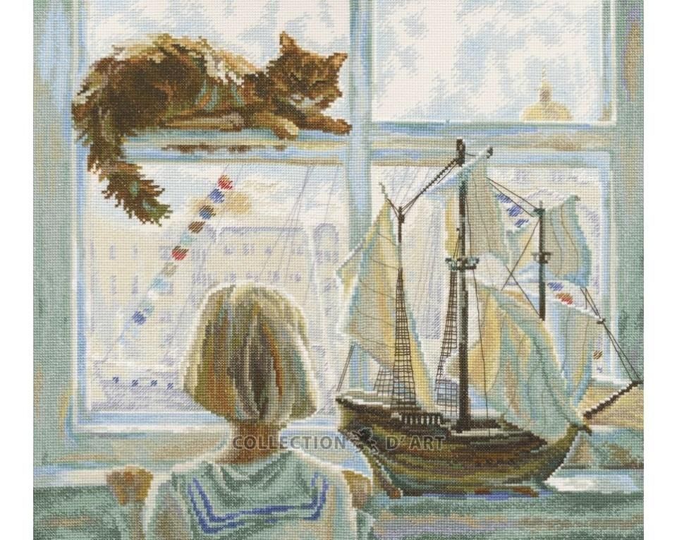 Dreams of sea by RTO Cat Collection Сounted Cross Stitch Kit