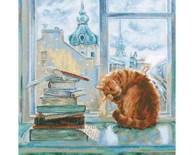 Silver morning by RTO Cat Collection Сounted Cross Stitch Kit