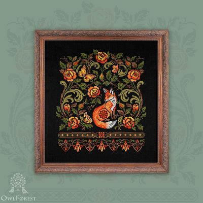 Tawny Treasure by Owl Forest Embroidery 2026 Printed counted cross stitch pattern, Set of Hand-Dyed Threads DMC 32 ct with 2 strands