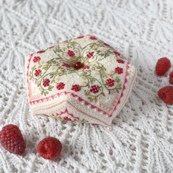 Raspberry biscornu by Tela Artis Biscornu &amp; Pinkeeps series Cross-stitch and decorative stitches embroidery kit