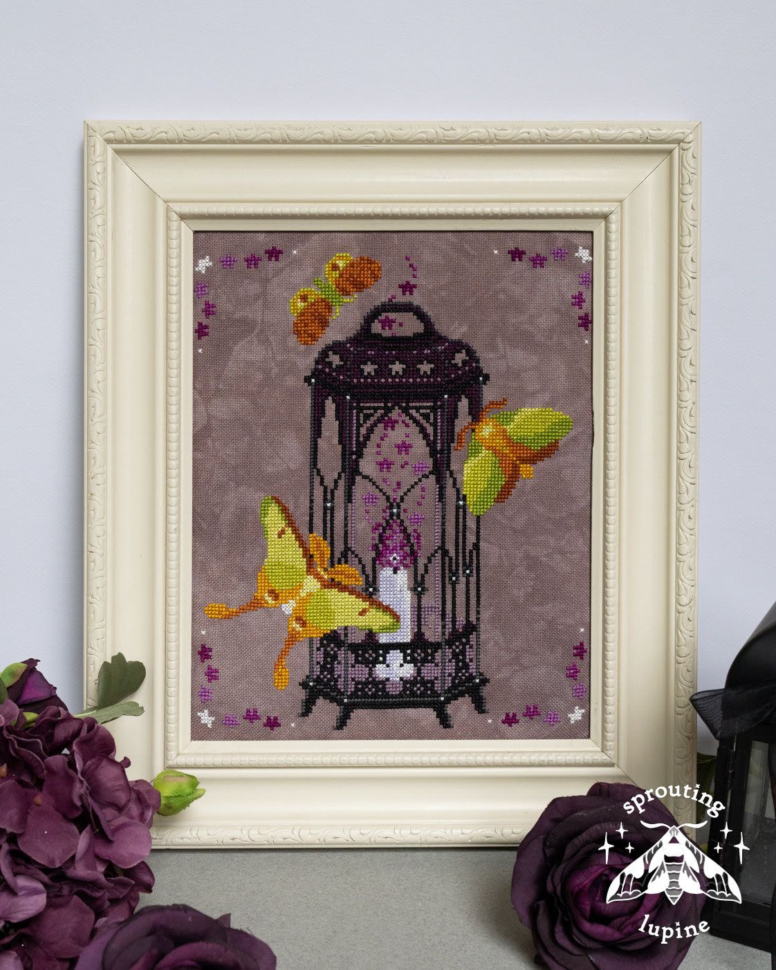 Violet Glow by Sprouting Lupine Exclusive Needlework Marketplace 2026 Printed counted cross-stitch pattern