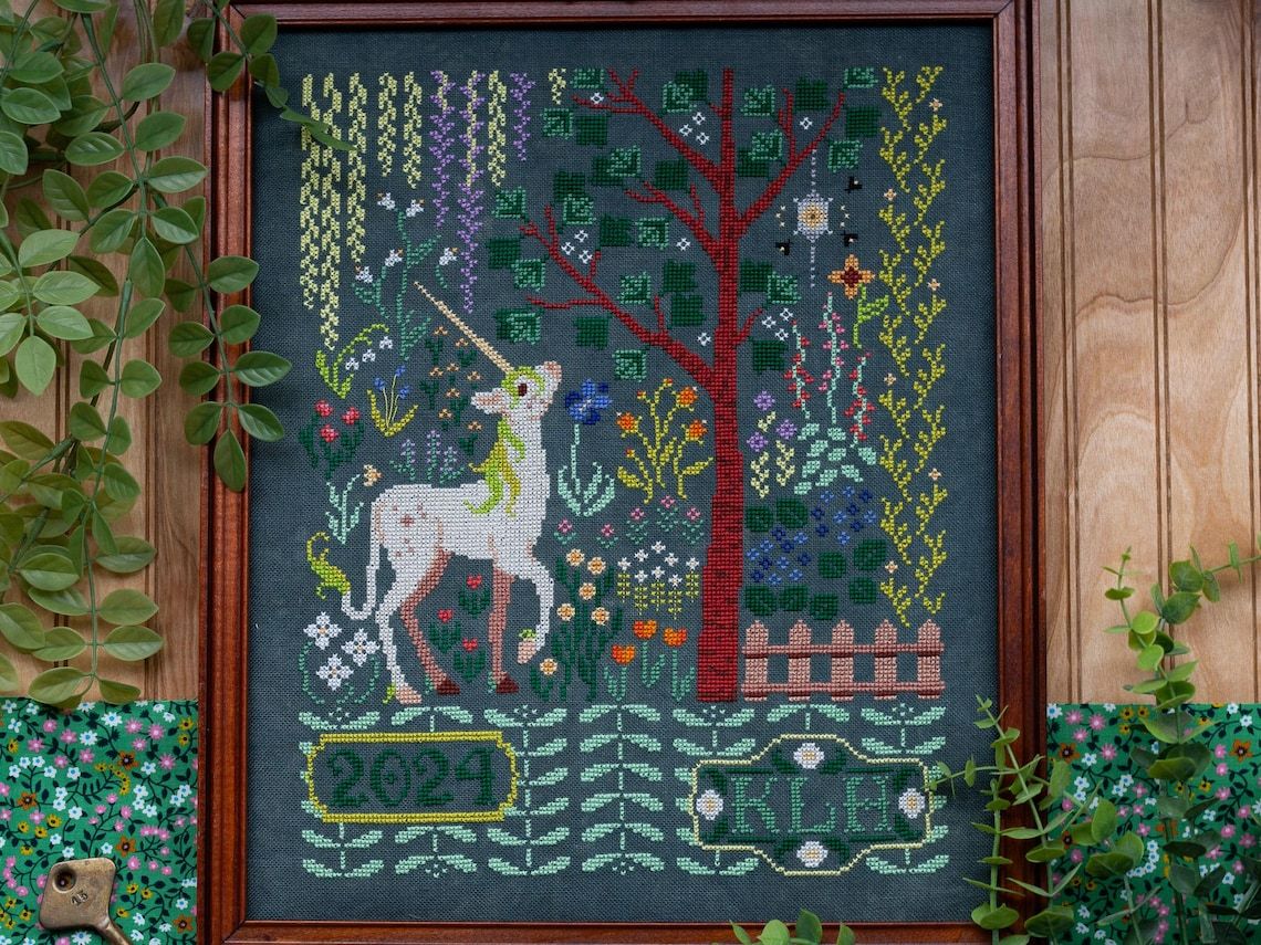 The Unicorn's Garden by Sprouting Lupine 2024 Printed counted cross-stitch pattern