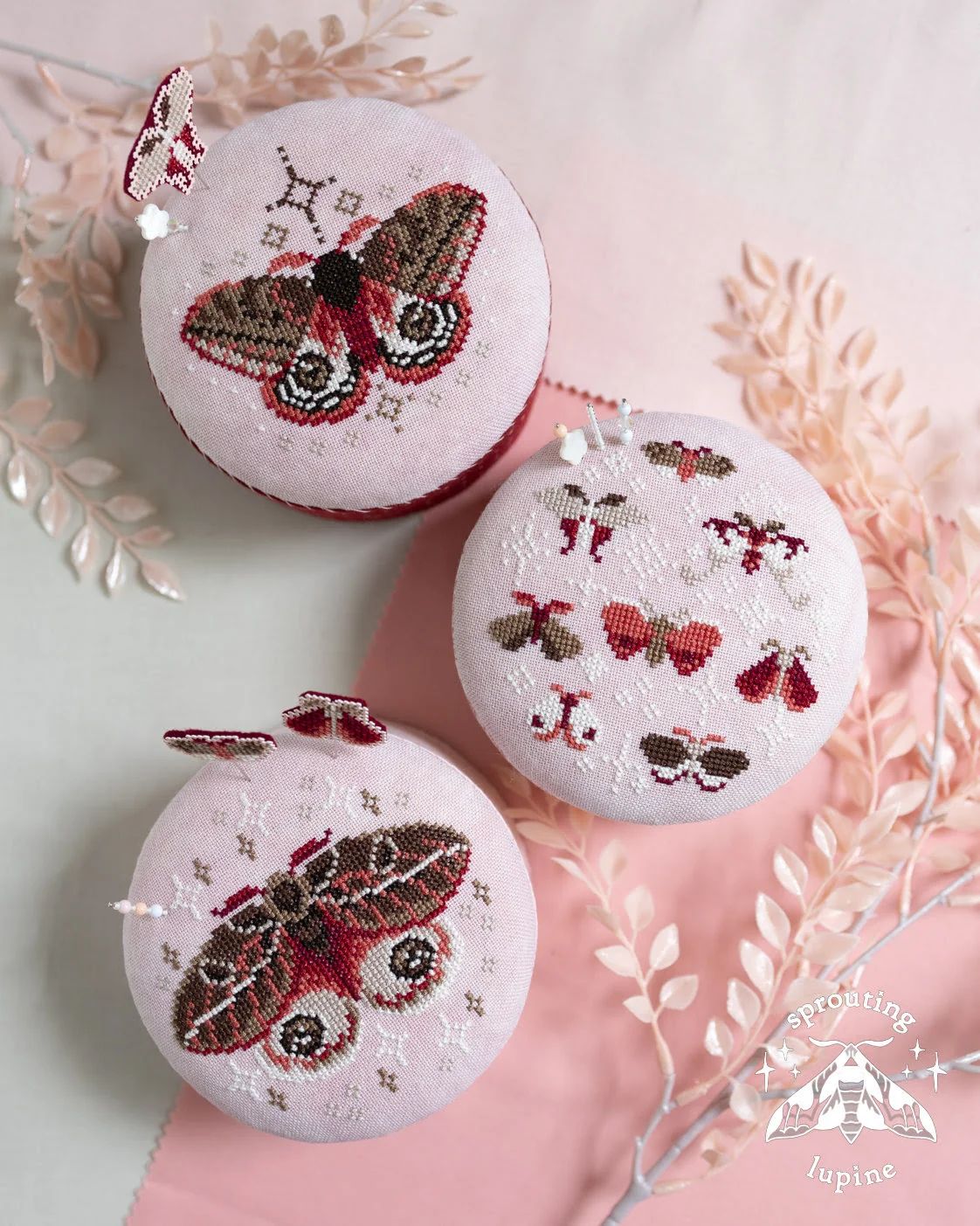 Pink Velvet by Sprouting Lupine Exclusive Needlework Marketplace 2026 Printed counted cross-stitch pattern