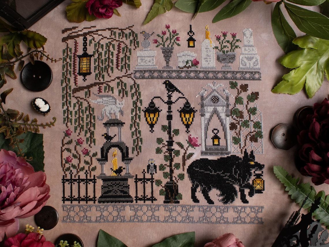 Graveyard Guardian by Sprouting Lupine 2024 Printed counted cross-stitch pattern