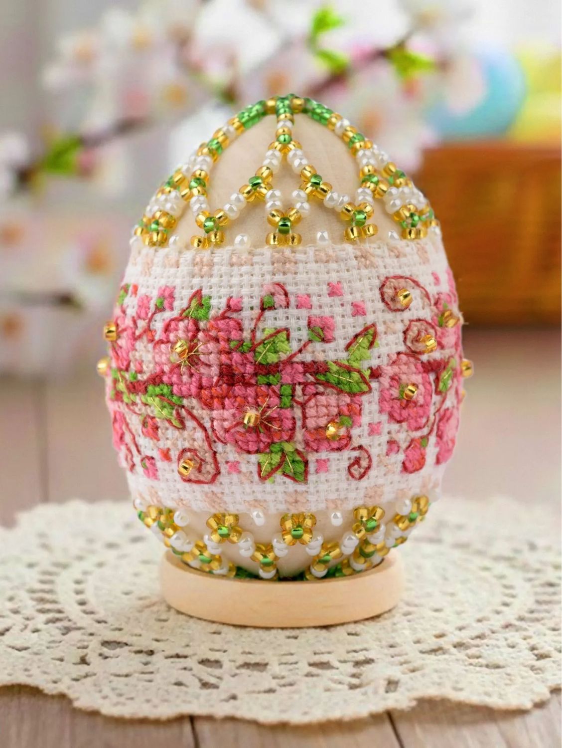Apple Blossom - Easter Egg by Riolis Needlework Beading Kit