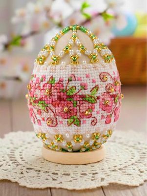Apple Blossom - Easter Egg by Riolis Needlework Beading Kit