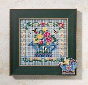 Watering Can by Mill Hill 2006 Spring Series Buttons and Beads Collection Beaded cross-stitch embroidery kit