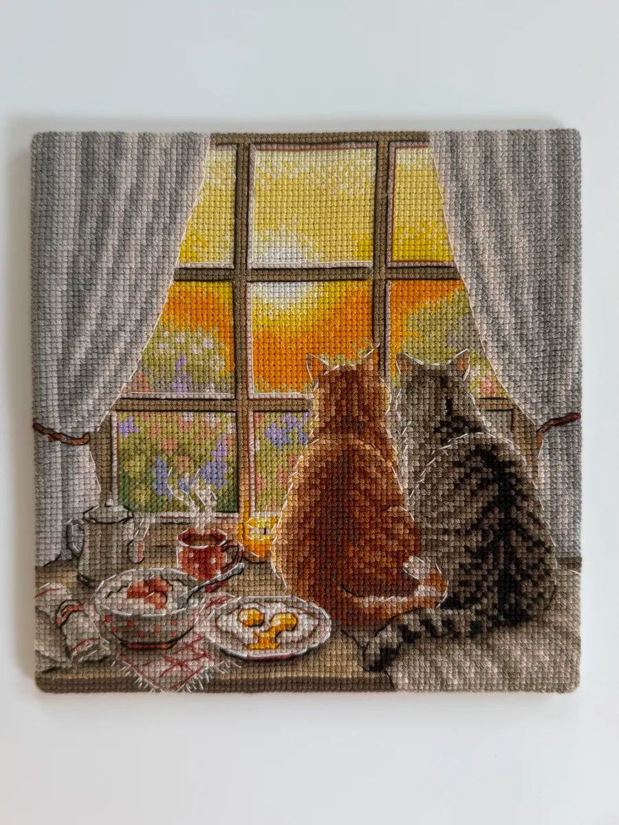 Purr-fect Breakfast by World of Cross Stitch (Mir Vyshivki), designer Natalia Yurkevich, counted cross-stitch kit
