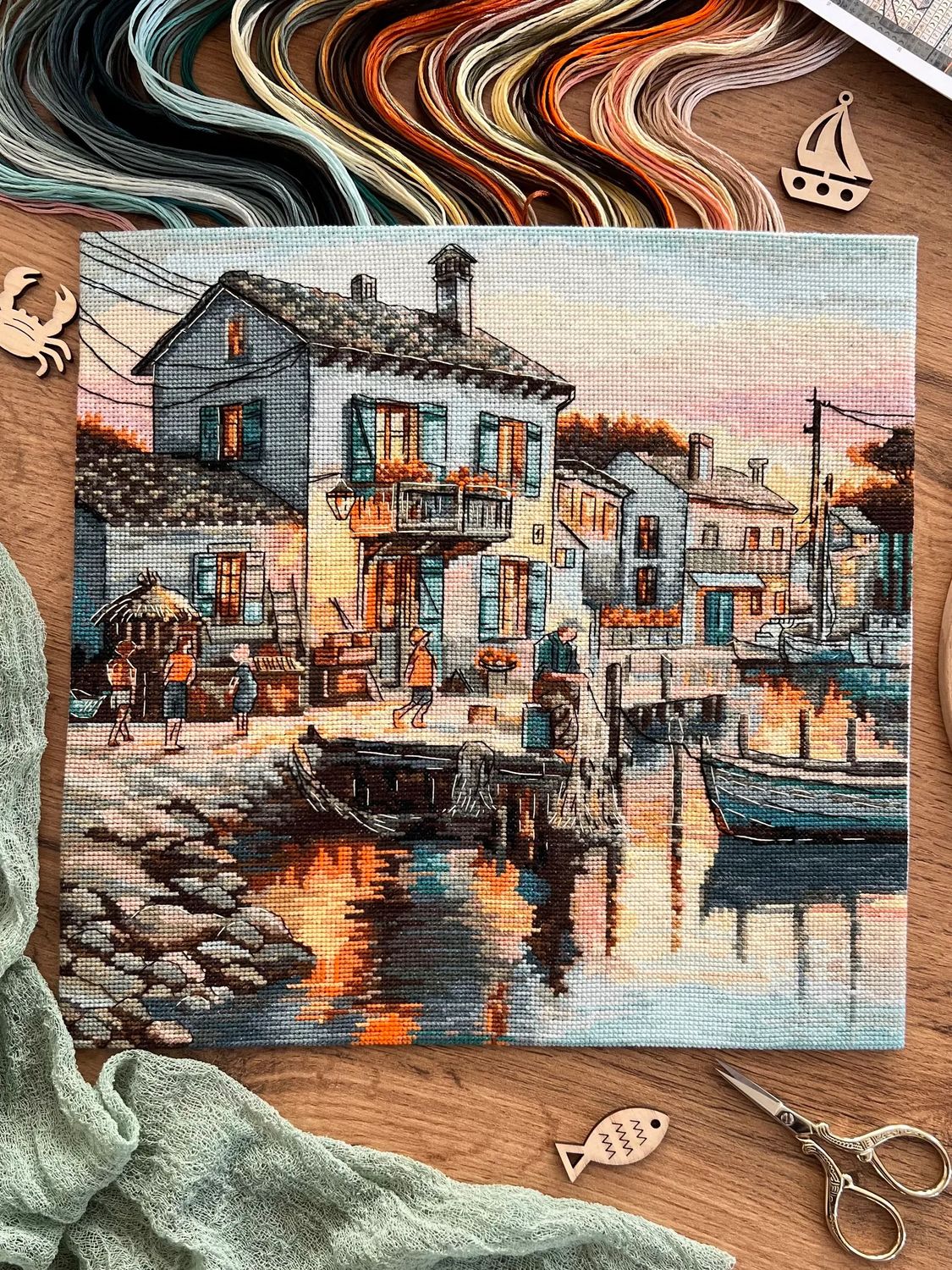 Fishing Village by World of Cross Stitch (Mir Vyshivki) Counted cross stitch kit