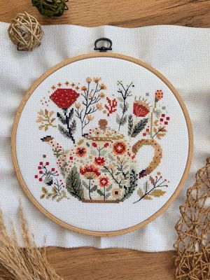 Herbarium: Teapot by World of Cross Stitch (Mir Vyshivki) Counted cross stitch kit