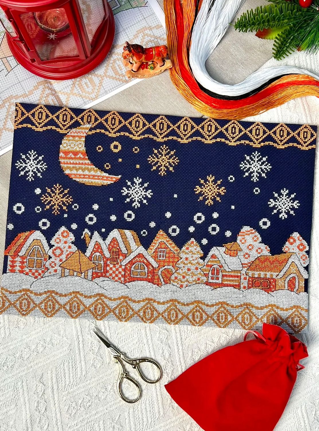 Winter Houses by World of Cross Stitch (Mir Vyshivki) designer Anna Gutova Counted cross stitch kit