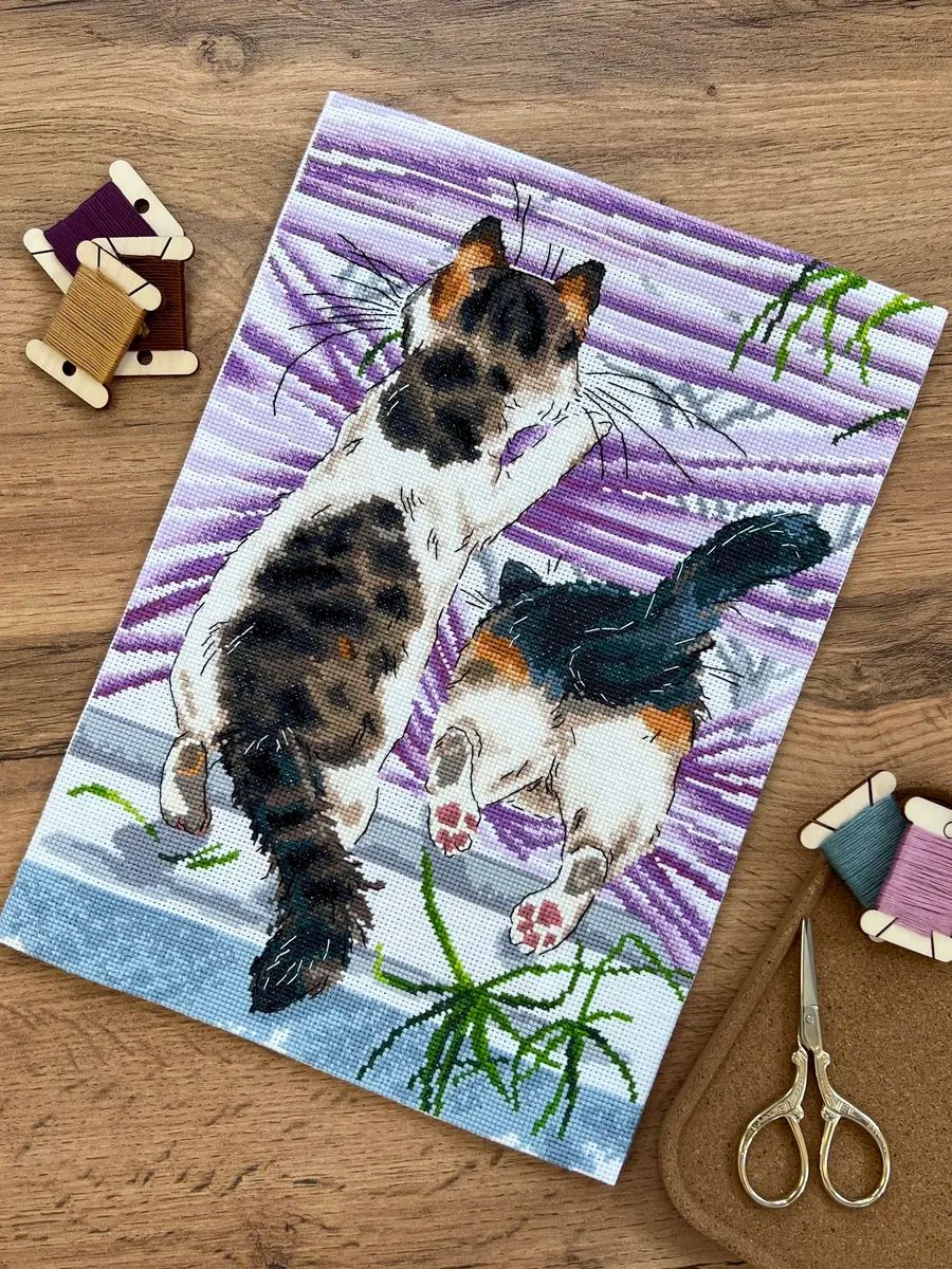 Fluffy Spies by World of Cross Stitch (Mir Vyshivki), designer Inna Baidenko, counted cross-stitch kit