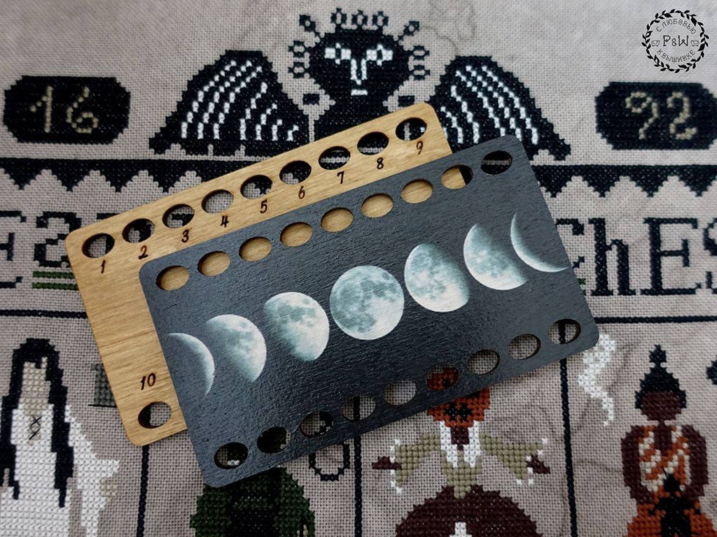 Moon Phases Thread Organizer by Primitive and Wood (P&amp;W) Designer embroidery accessories