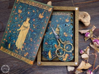 Flora by William Morris Magnetic Embroidery Box by Primitive and Wood (P&amp;W) Designer embroidery accessories