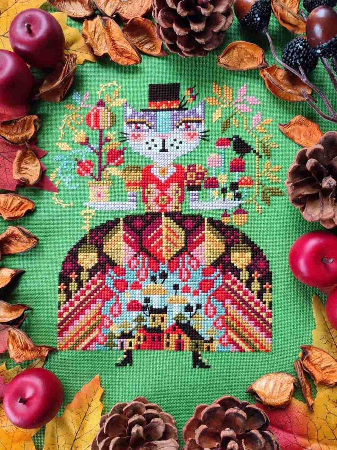 Autumn Cat by Barbara Ana Designs Exclusive Needlework Marketplace 2026 Counted Cross Stitch Pattern