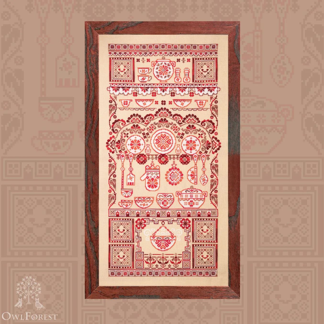 Kitchen Corner by Owl Forest Embroidery 2022 Printed counted cross-stitch pattern