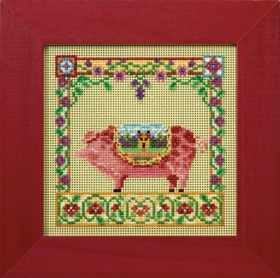 Percy Pig - Farm Animals by Jim Shore (Mill Hill) 2008 Jim Shore Collection Everyday Series Beaded cross-stitch kit