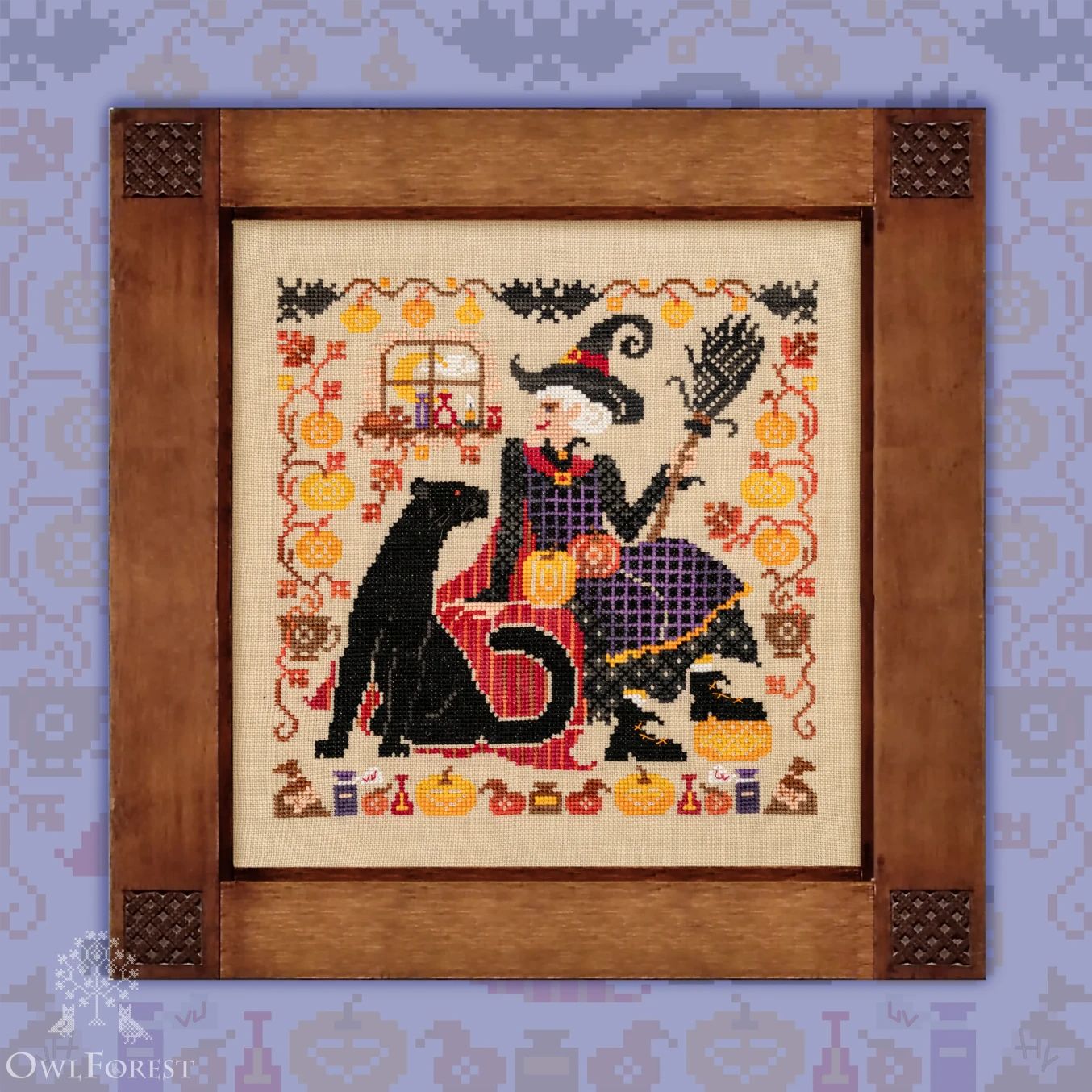 My Licorice Candy by Owl Forest Embroidery 2026 Printed counted cross stitch pattern, Set of Hand-Dyed Threads (DMC) 32 ct. with 2 strands