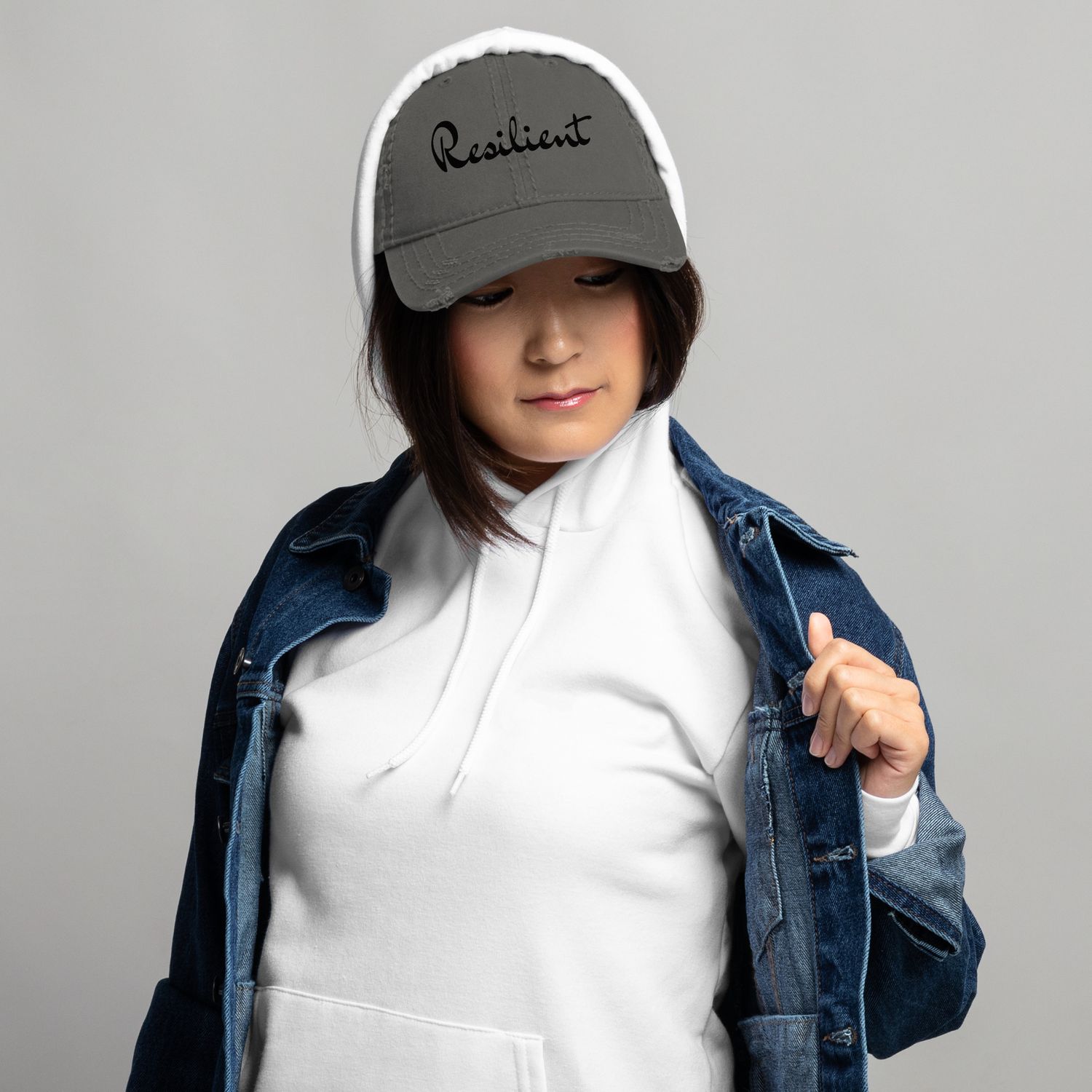Resilient- Gray Distressed Hat