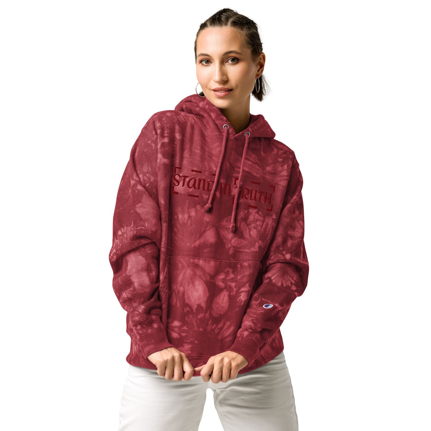 &quot;STAND IN TRUTH&quot; Unisex Champion embroidered tie-dye hoodie