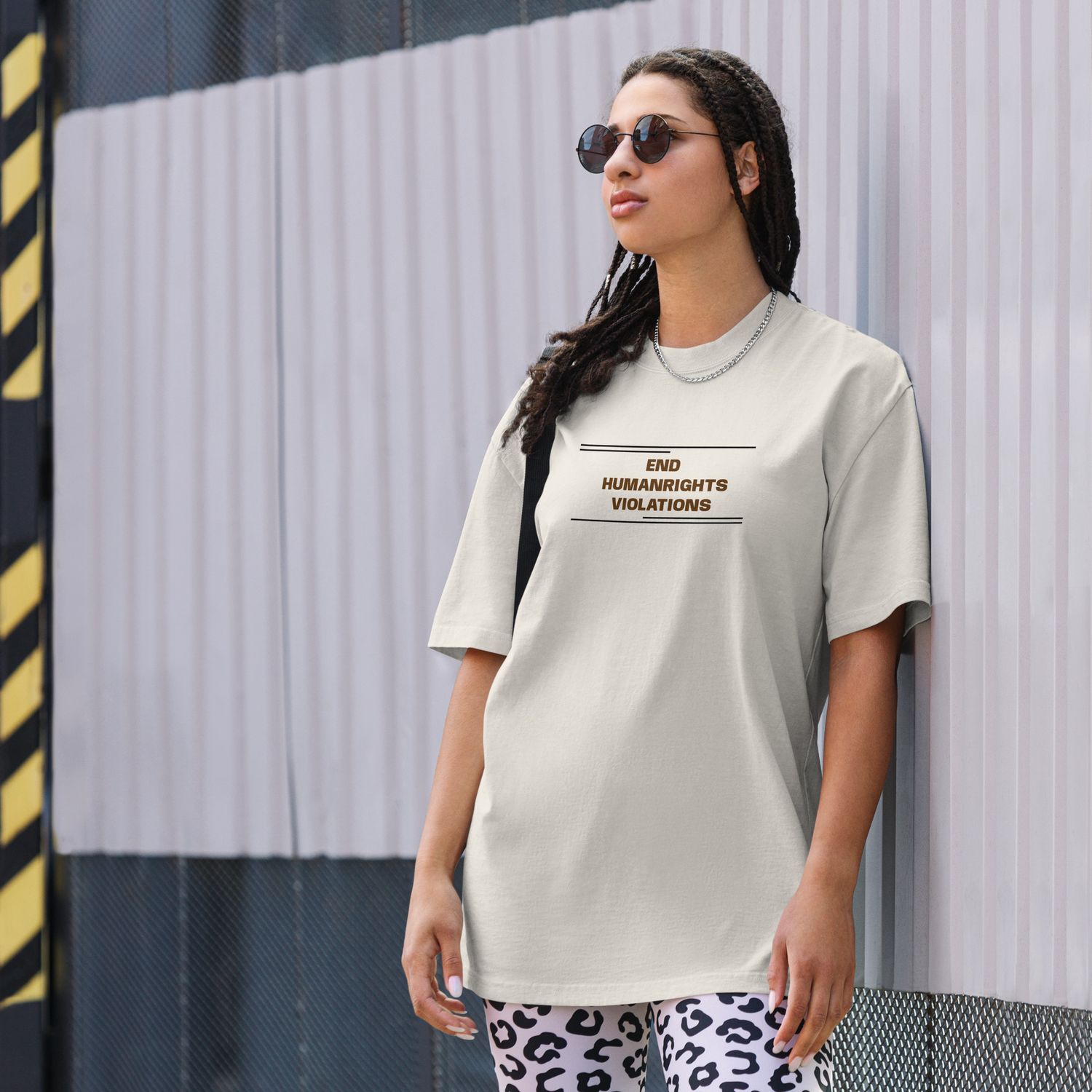 End Human Rights Violations |Oversized faded t-shirt