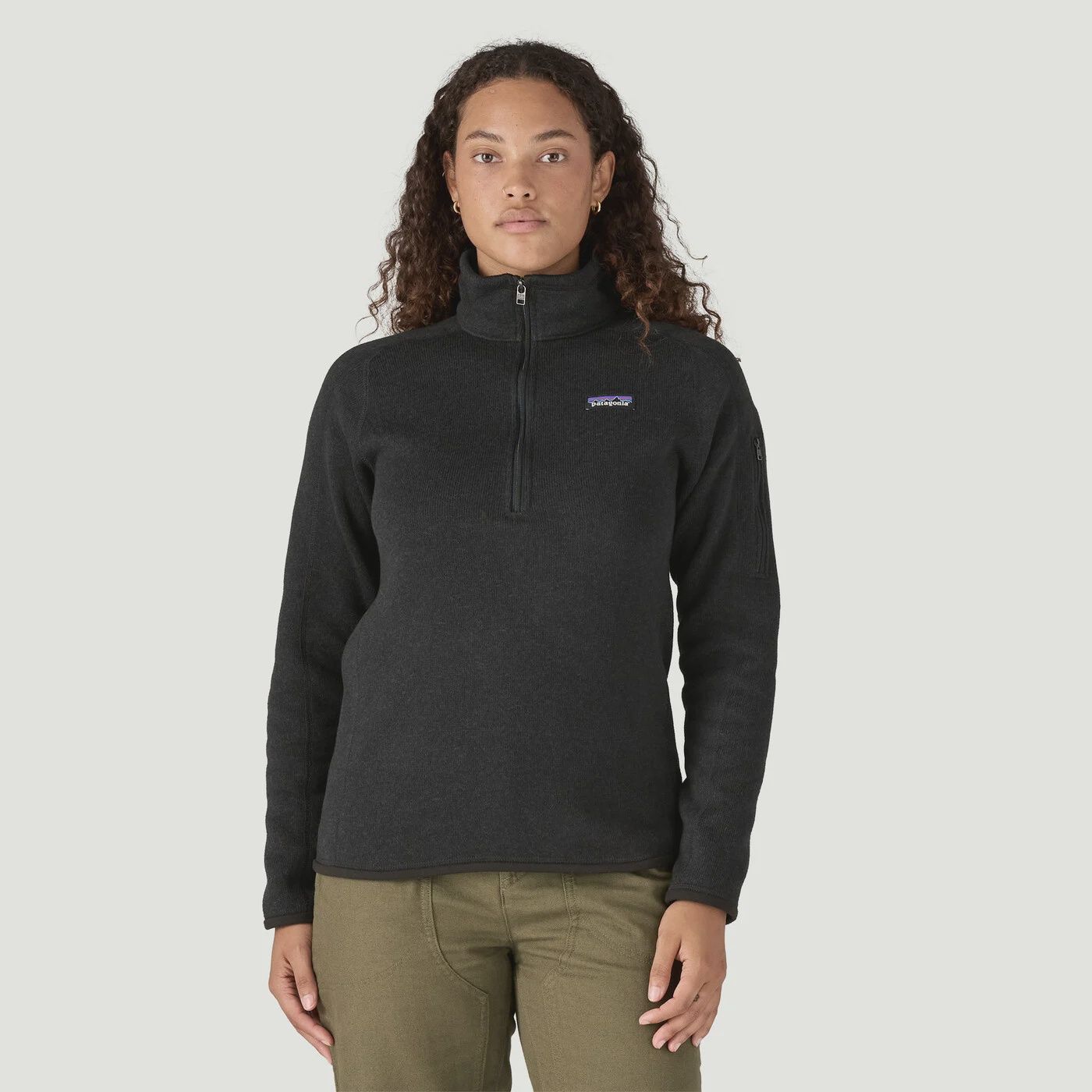 24 W BETTERSWTR 1/4ZIP, Color: BLACK, Size: S