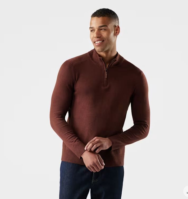 M Sparwood 1/4 Zip Sweater, Color: PECAN BROWN-MINK, Size: M